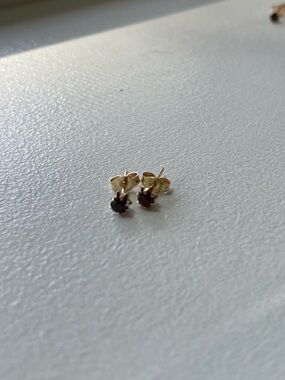 Gold and Garnet Stud Earrings